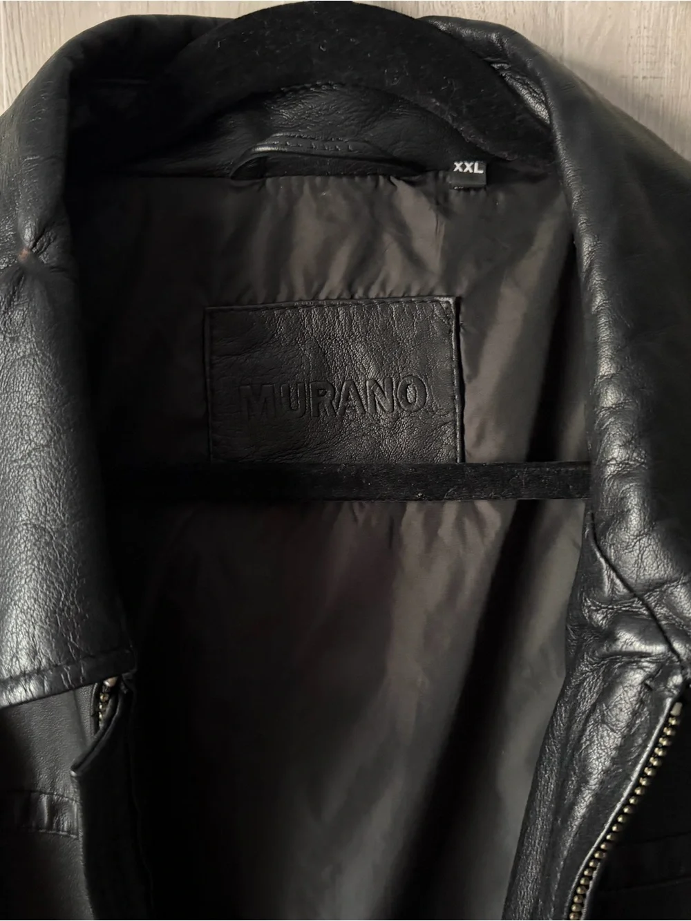 Murano Black Leather Bomber Jacket